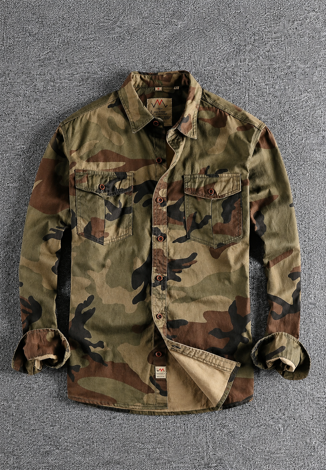 Camisa camuflaje hombre manga larga bolsillo pecho - Orsen