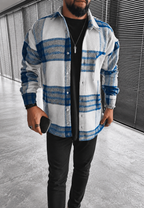 Camisa hombre cuadros grandes manga larga bolsillo de pecho - Tristán