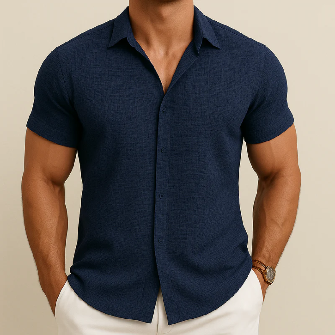 Camisa hombre manga corta lisa slim fit - Bertram