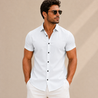 Camisa hombre manga corta lisa slim fit - Bertram