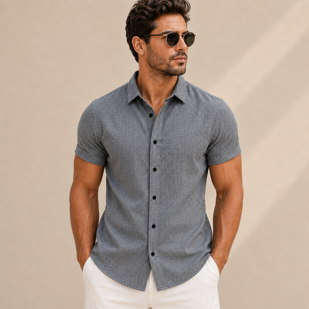 Camisa hombre manga corta lisa slim fit - Bertram