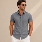 Camisa hombre manga corta lisa slim fit - Bertram