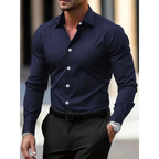 Camisa hombre manga larga slim fit cuello clásico - Heinrich