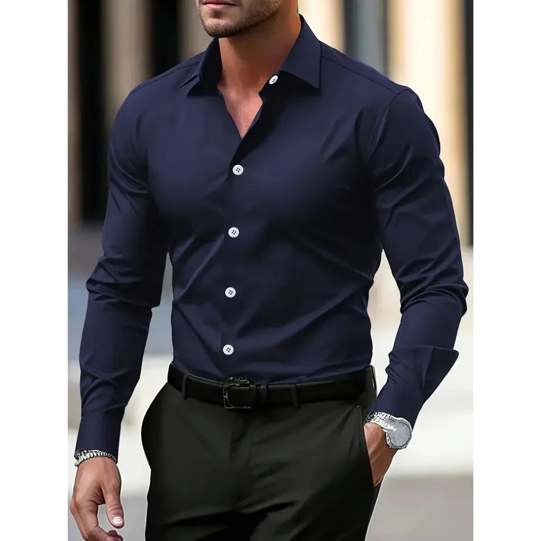 Camisa hombre manga larga slim fit cuello clásico - Heinrich
