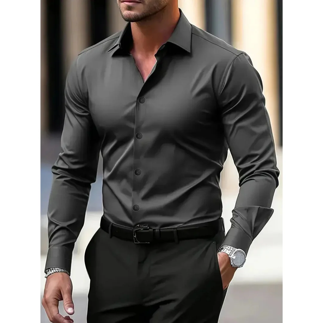 Camisa hombre manga larga slim fit cuello clásico - Heinrich
