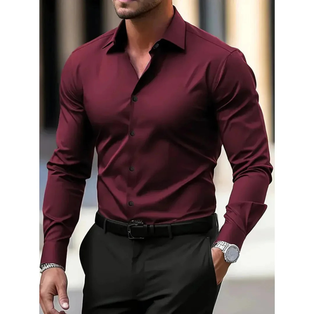 Camisa hombre manga larga slim fit cuello clásico - Heinrich