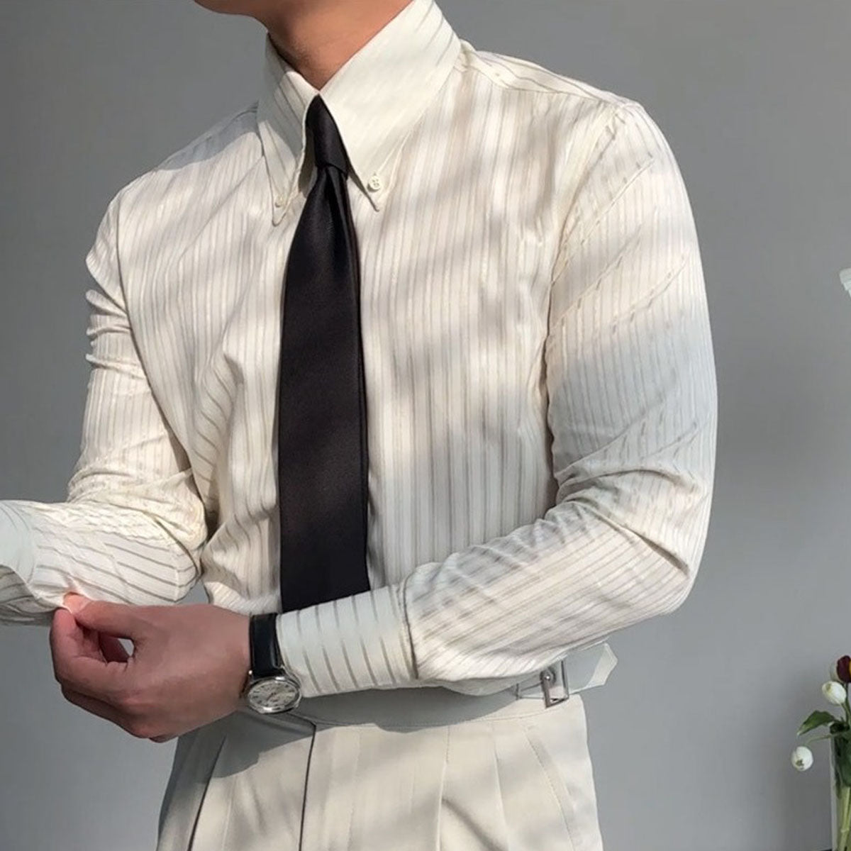 Camisa de manga larga con textura de rayas - Matteo