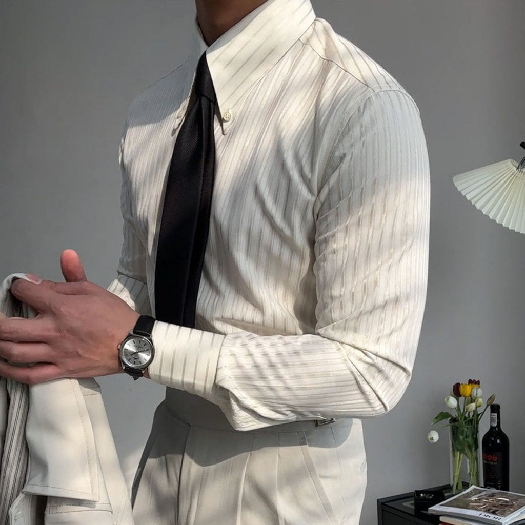 Camisa de manga larga con textura de rayas - Matteo