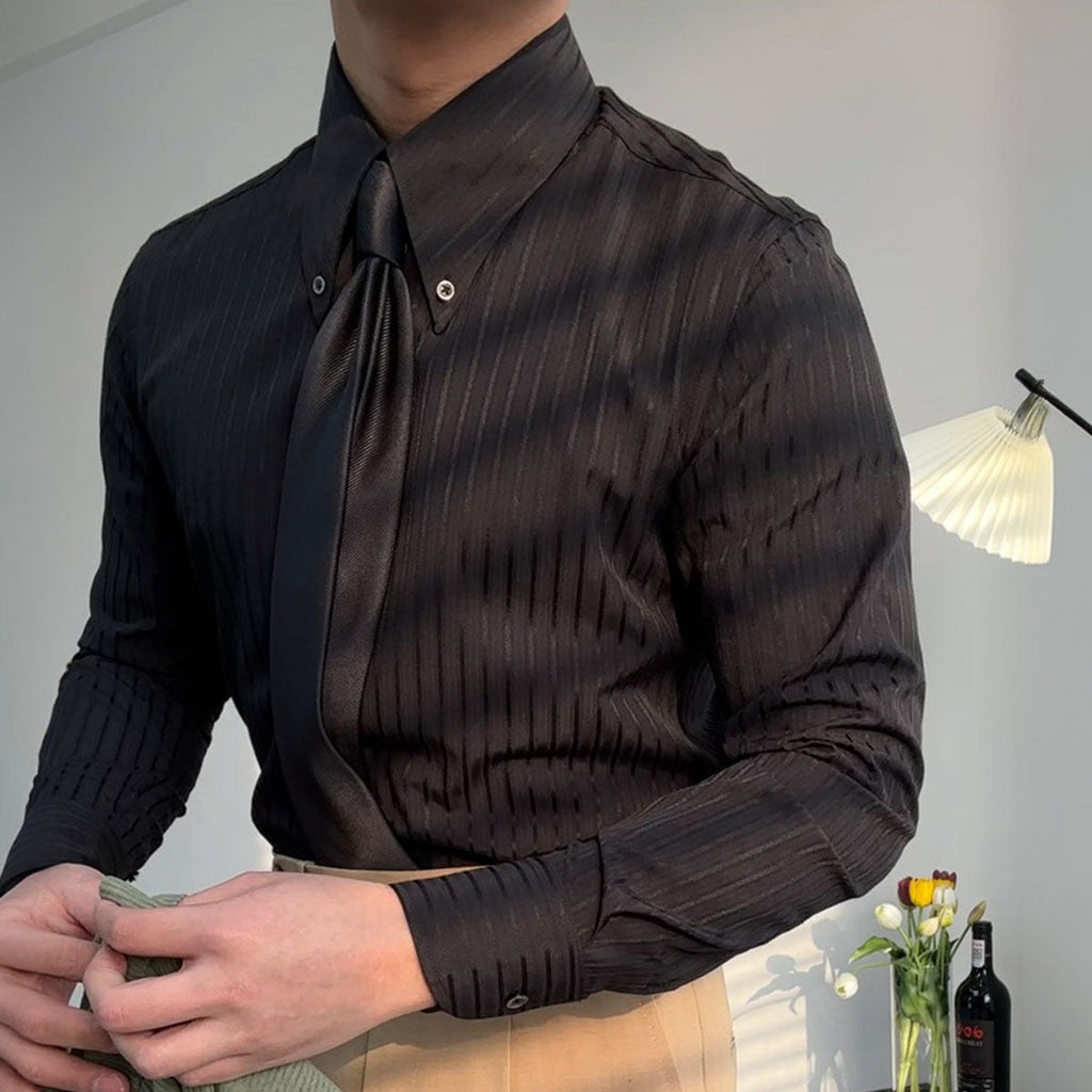 Camisa de manga larga con textura de rayas - Matteo