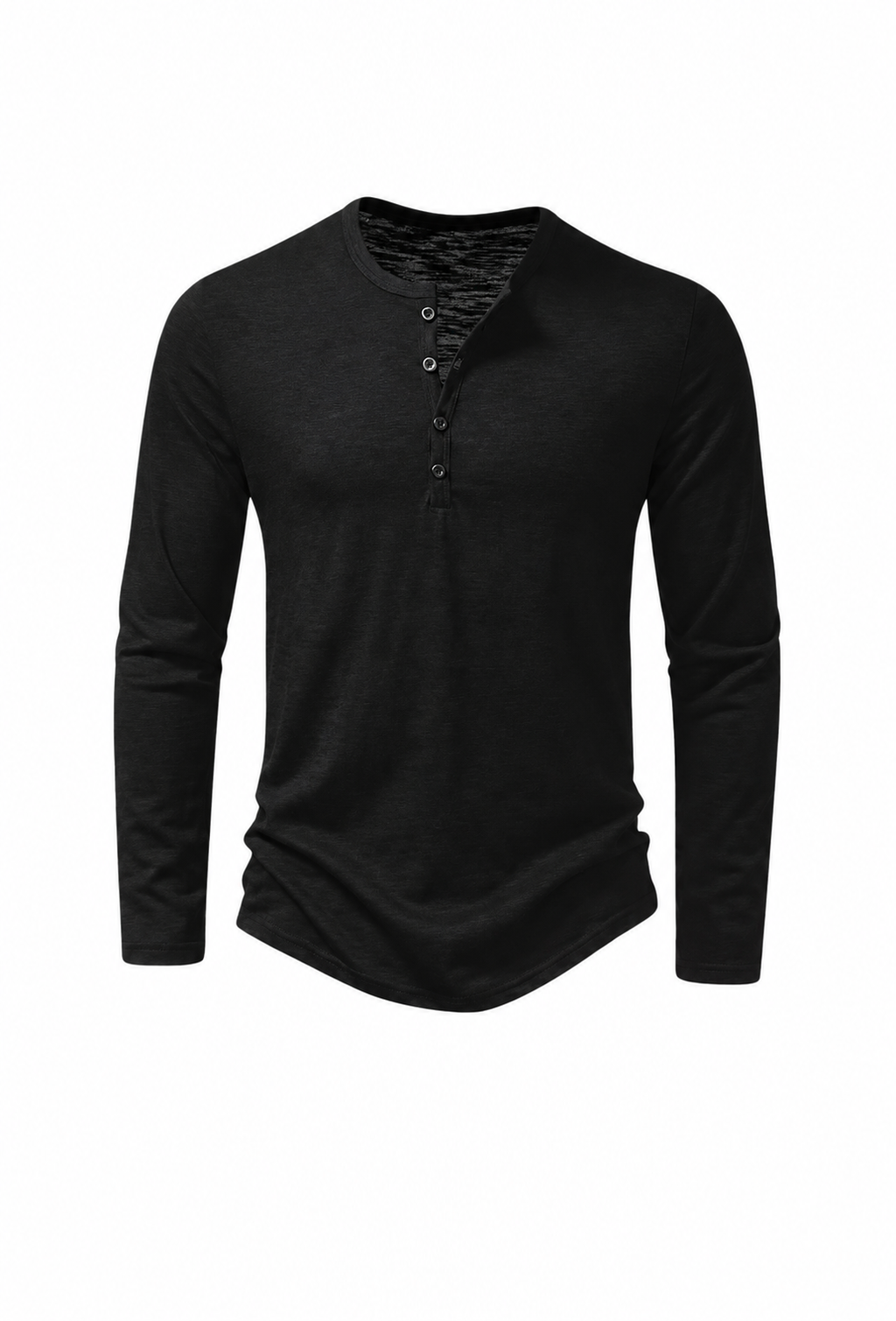 Camiseta hombre manga larga cuello panadero jaspeada - Bastian