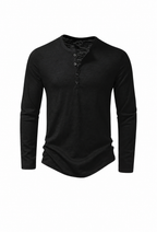 Camiseta hombre manga larga cuello panadero jaspeada - Bastian