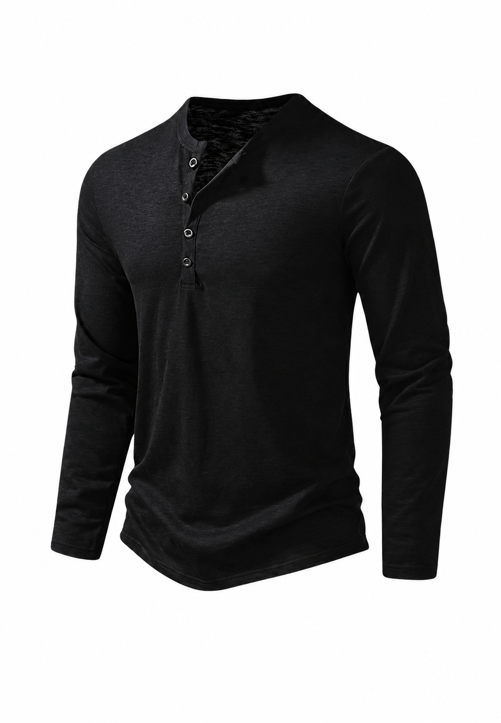 Camiseta hombre manga larga cuello panadero jaspeada - Bastian