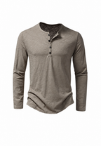 Camiseta hombre manga larga cuello panadero jaspeada - Bastian