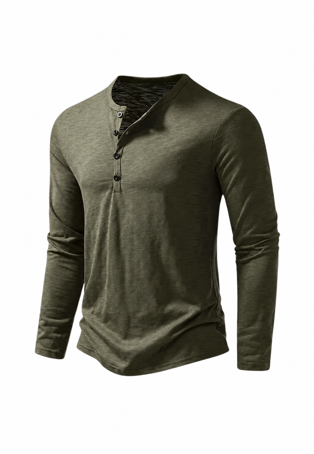 Camiseta hombre manga larga cuello panadero jaspeada - Bastian