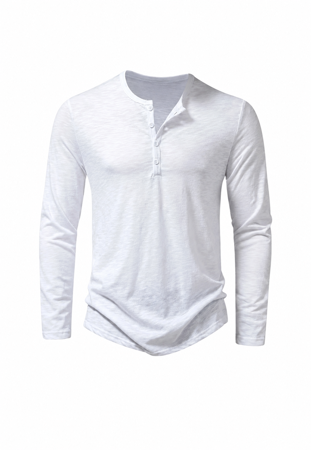 Camiseta hombre manga larga cuello panadero jaspeada - Bastian