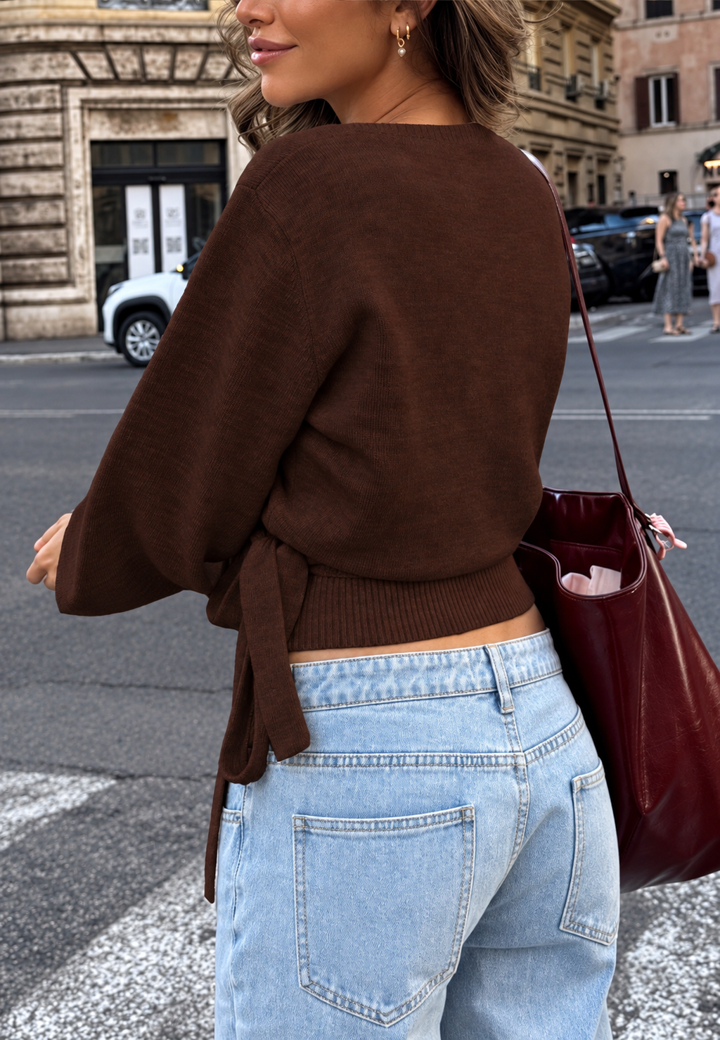 Cárdigan cruzado mujer punto escote pico lazada lateral - Zelinde