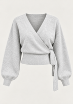 Cárdigan cruzado mujer punto escote pico lazada lateral - Zelinde