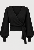 Cárdigan cruzado mujer punto escote pico lazada lateral - Zelinde