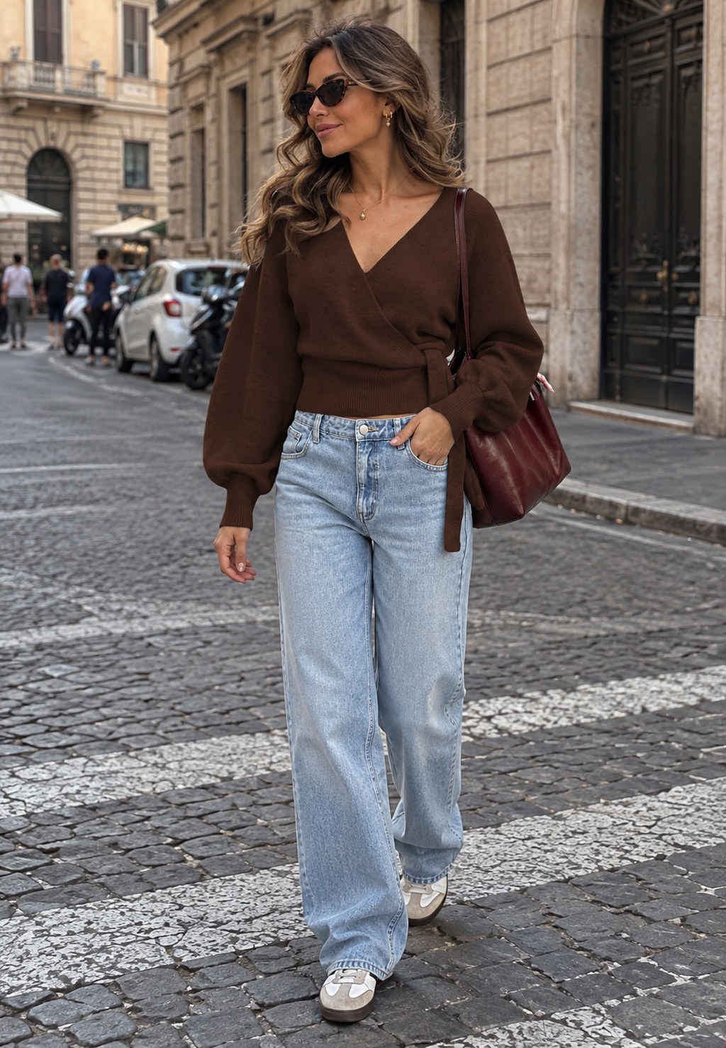 Cárdigan cruzado mujer punto escote pico lazada lateral - Zelinde