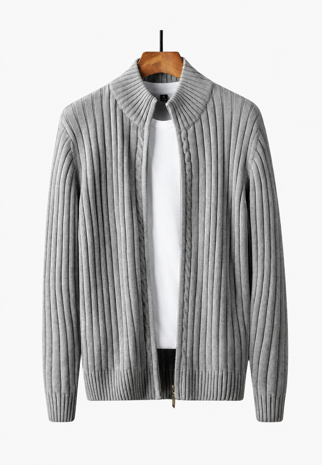 Cárdigan hombre cremallera completa cuello alto - Isandro
