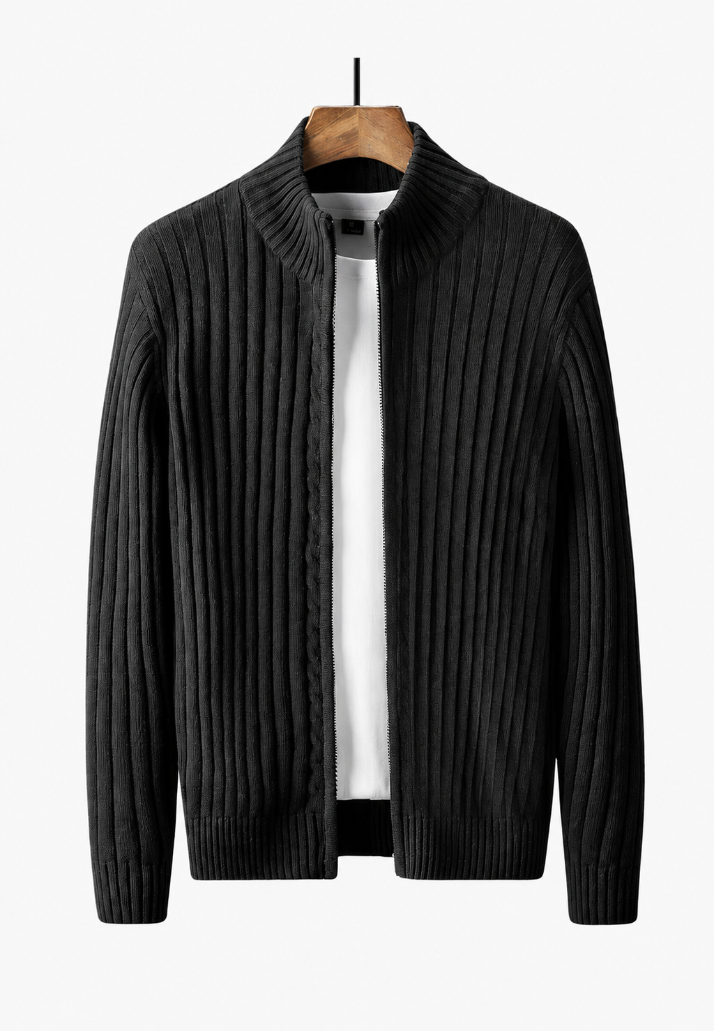Cárdigan hombre cremallera completa cuello alto - Isandro
