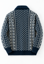 Cárdigan punto jacquard geométrico cuello chal botonadura frontal - Dariel