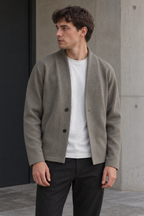 Cárdigan elegante de punto con botones y cuello chal - Salvatore