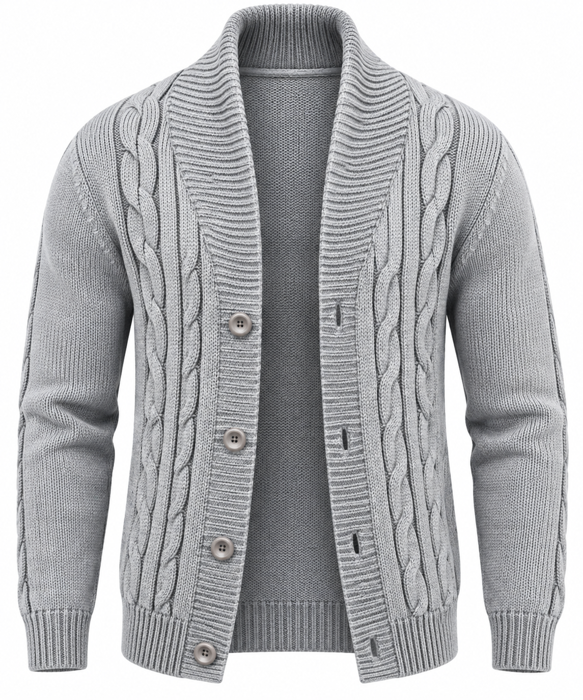 Cárdigan hombre punto trenzado cuello chal botones - Gauthier