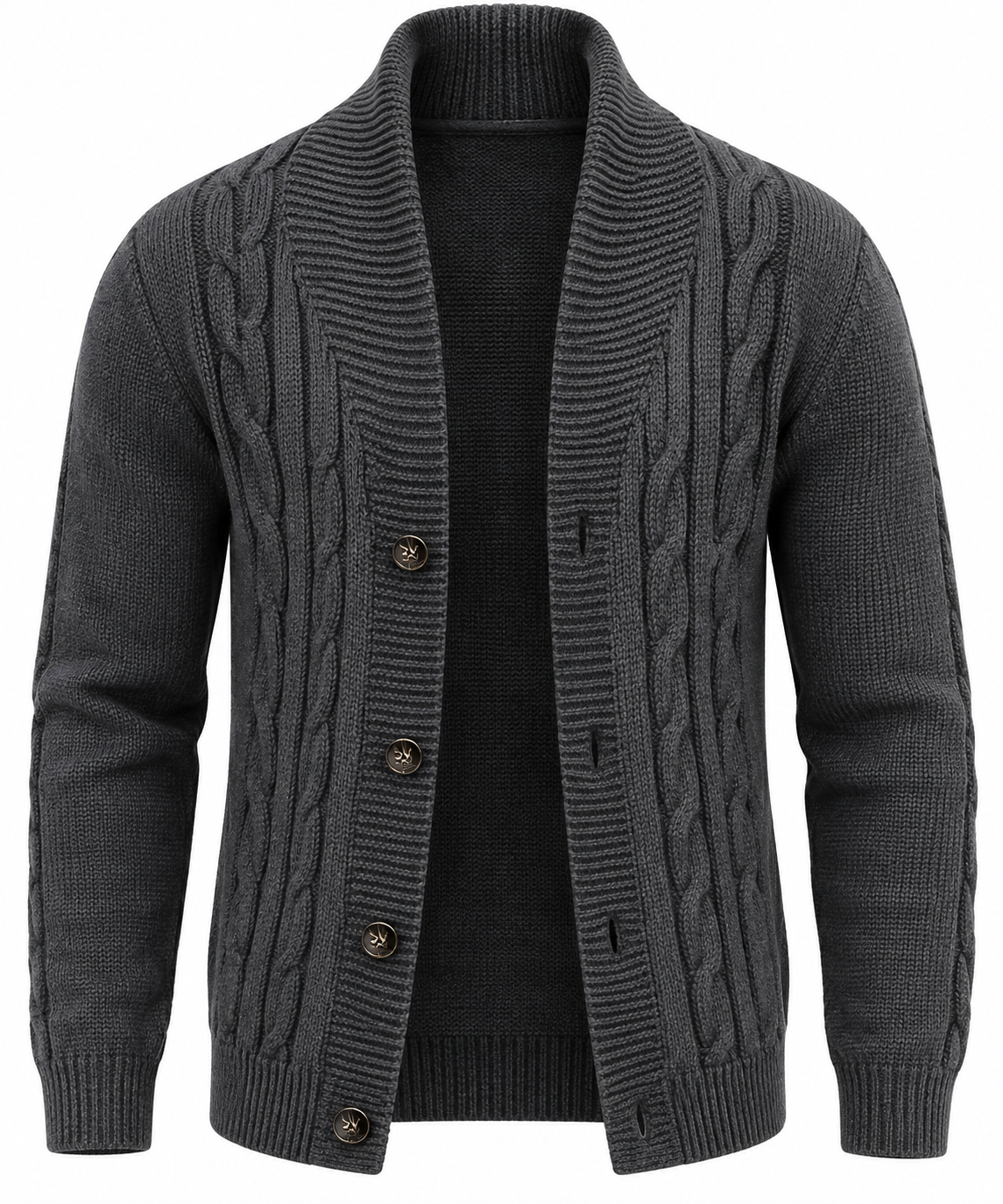 Cárdigan hombre punto trenzado cuello chal botones - Gauthier