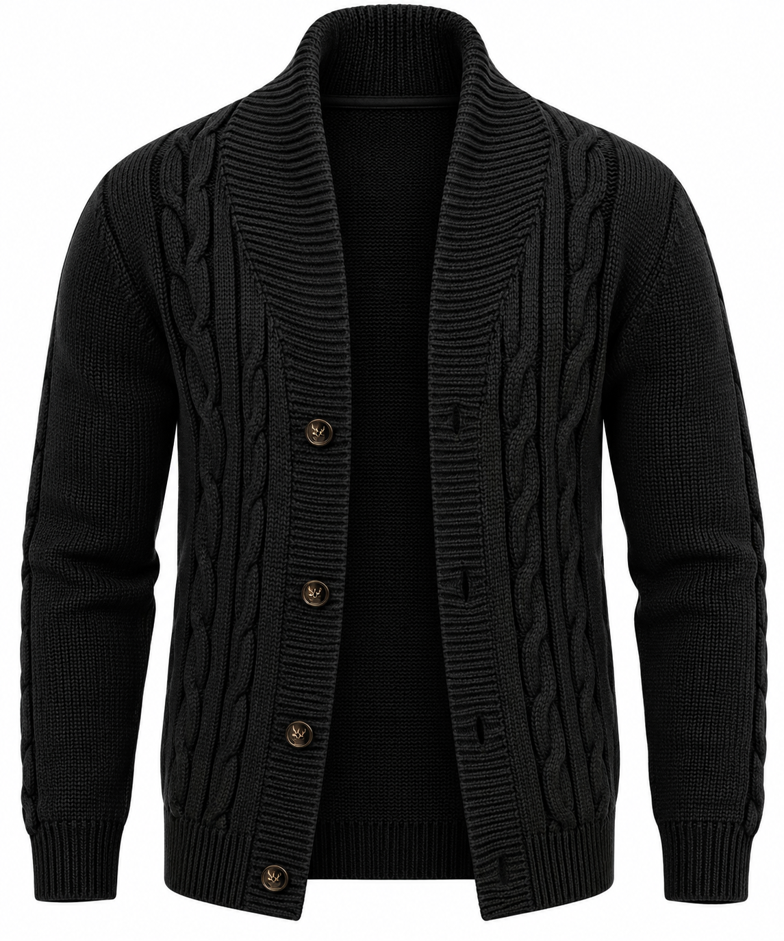 Cárdigan hombre punto trenzado cuello chal botones - Gauthier