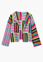 Cárdigan mujer crochet granny squares corte corto abierto - Nives