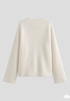 Cárdigan mujer oversize punto grueso cuello pico botones - Eilika