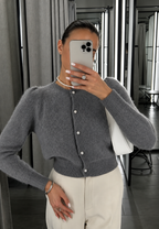 Cárdigan mujer punto suave cuello redondo botones perlados - Zelmira