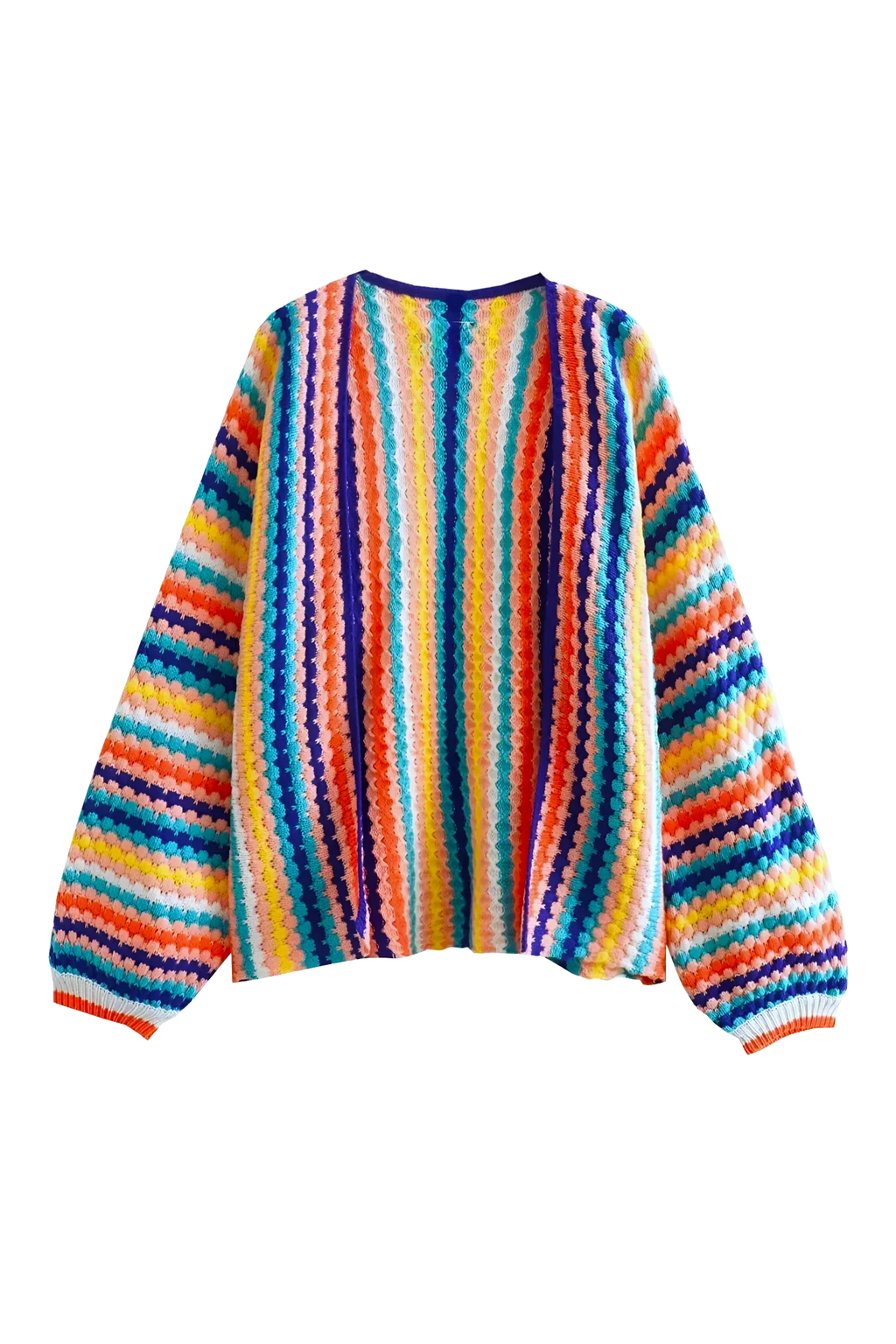 Cárdigan oversize de crochet multicolor a rayas - Lotte