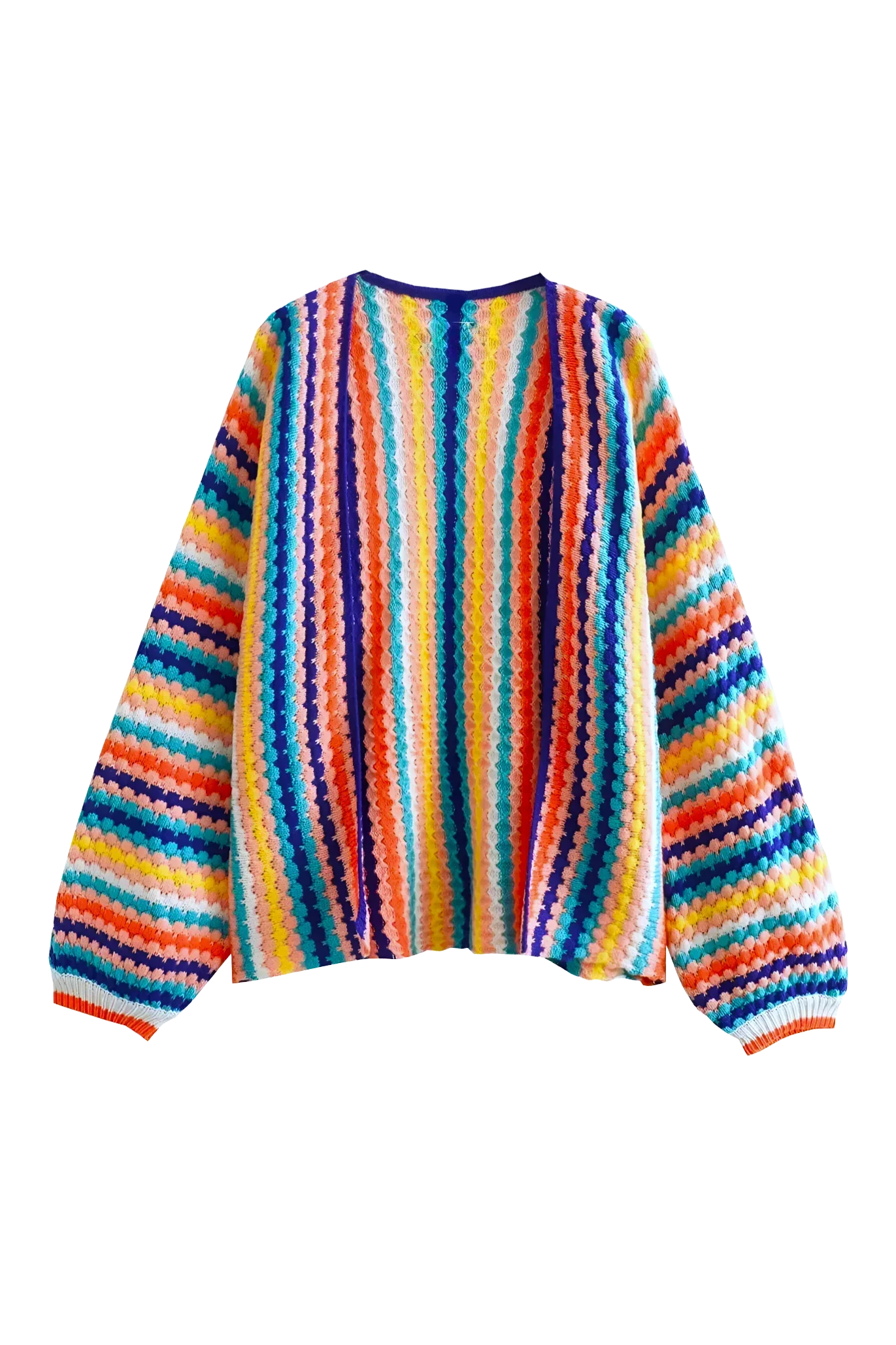 Cárdigan oversize de crochet multicolor a rayas - Lotte