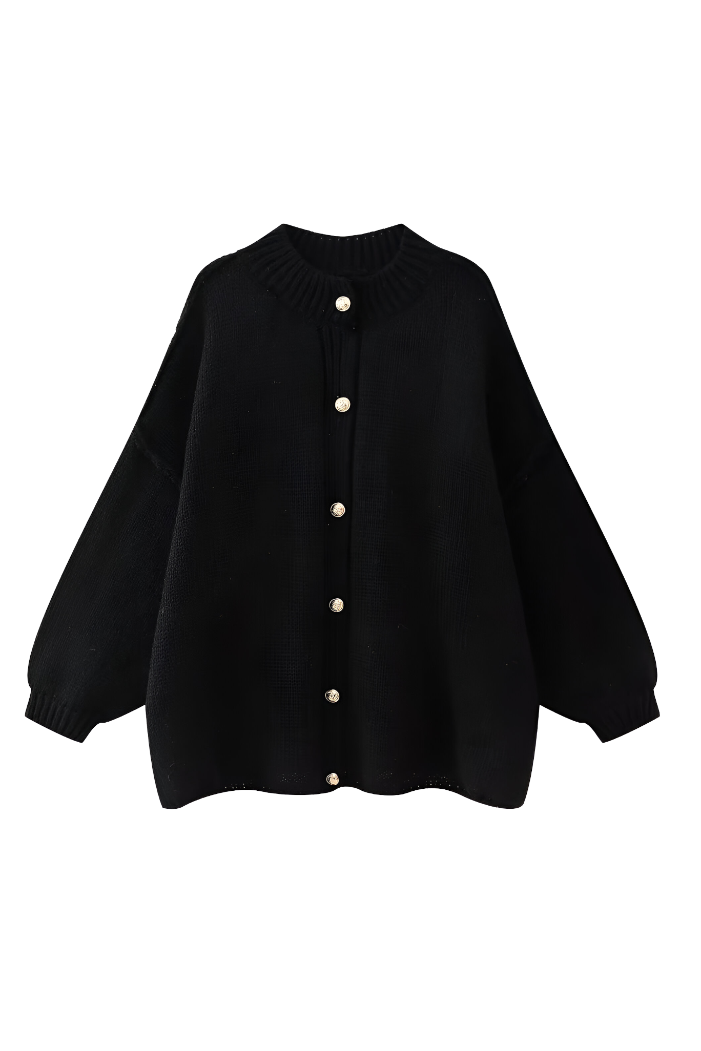 Cárdigan oversize punto grueso cuello alto botones metálicos - Koranna