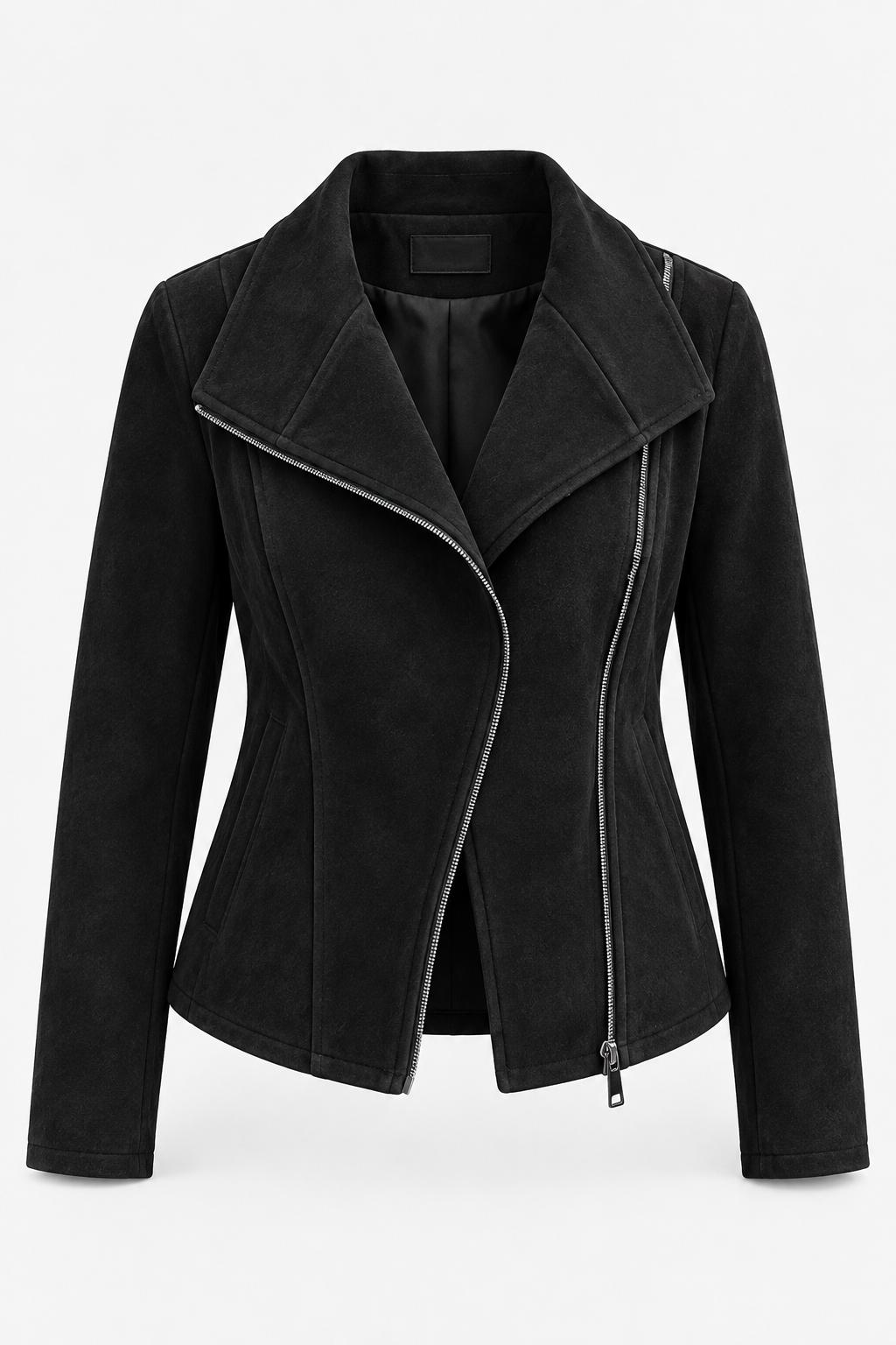 Cazadora biker mujer efecto ante cremallera diagonal - Noémie