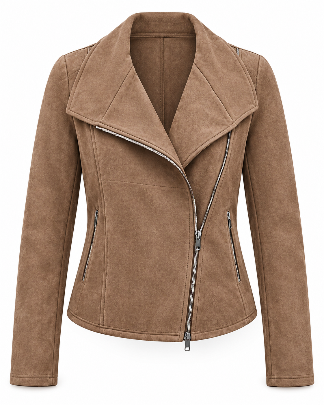 Cazadora biker mujer efecto ante cremallera diagonal - Noémie