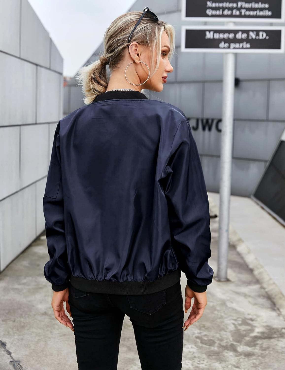 Cazadora bomber corta mujer acabado satinado - Vianne