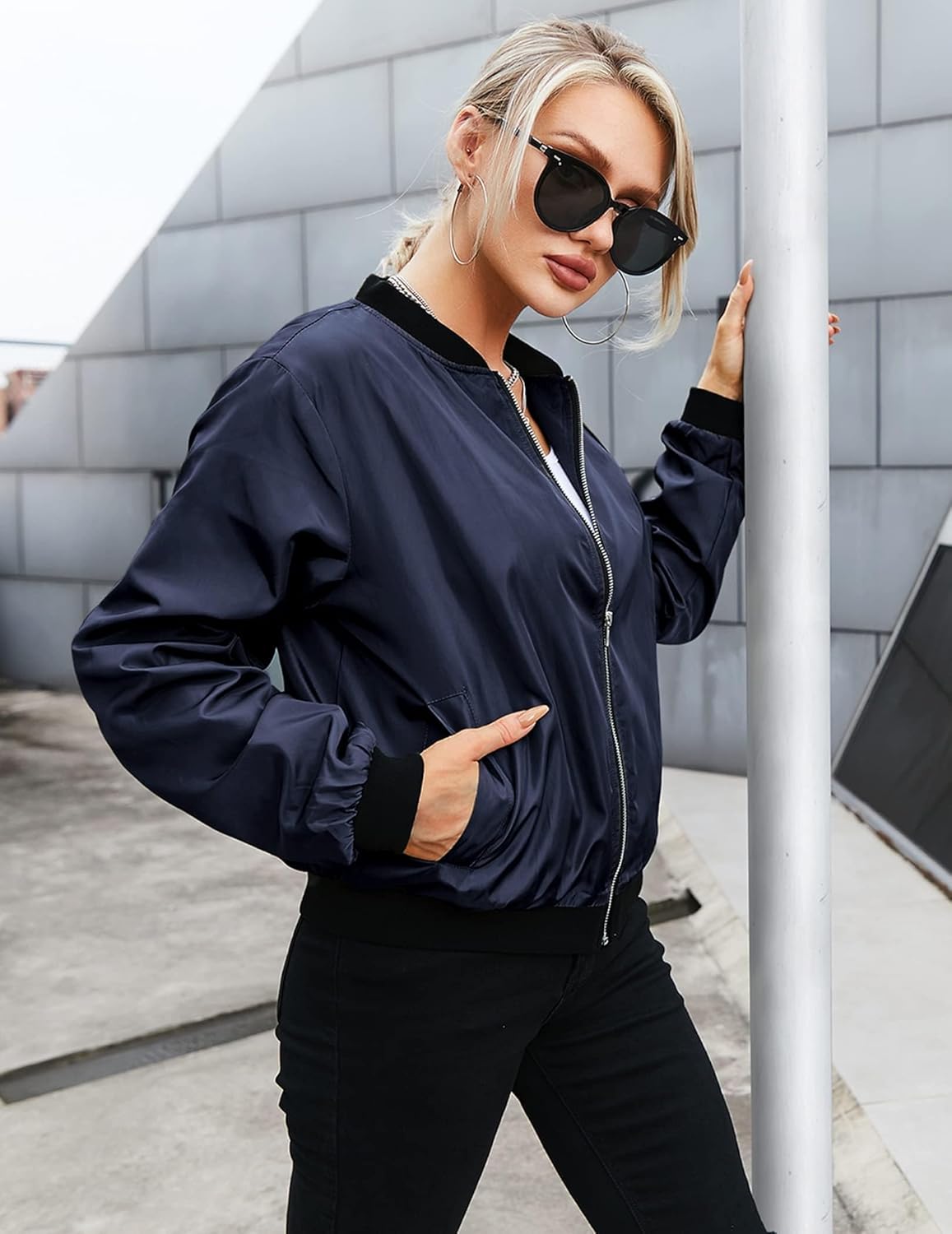 Cazadora bomber corta mujer acabado satinado - Vianne