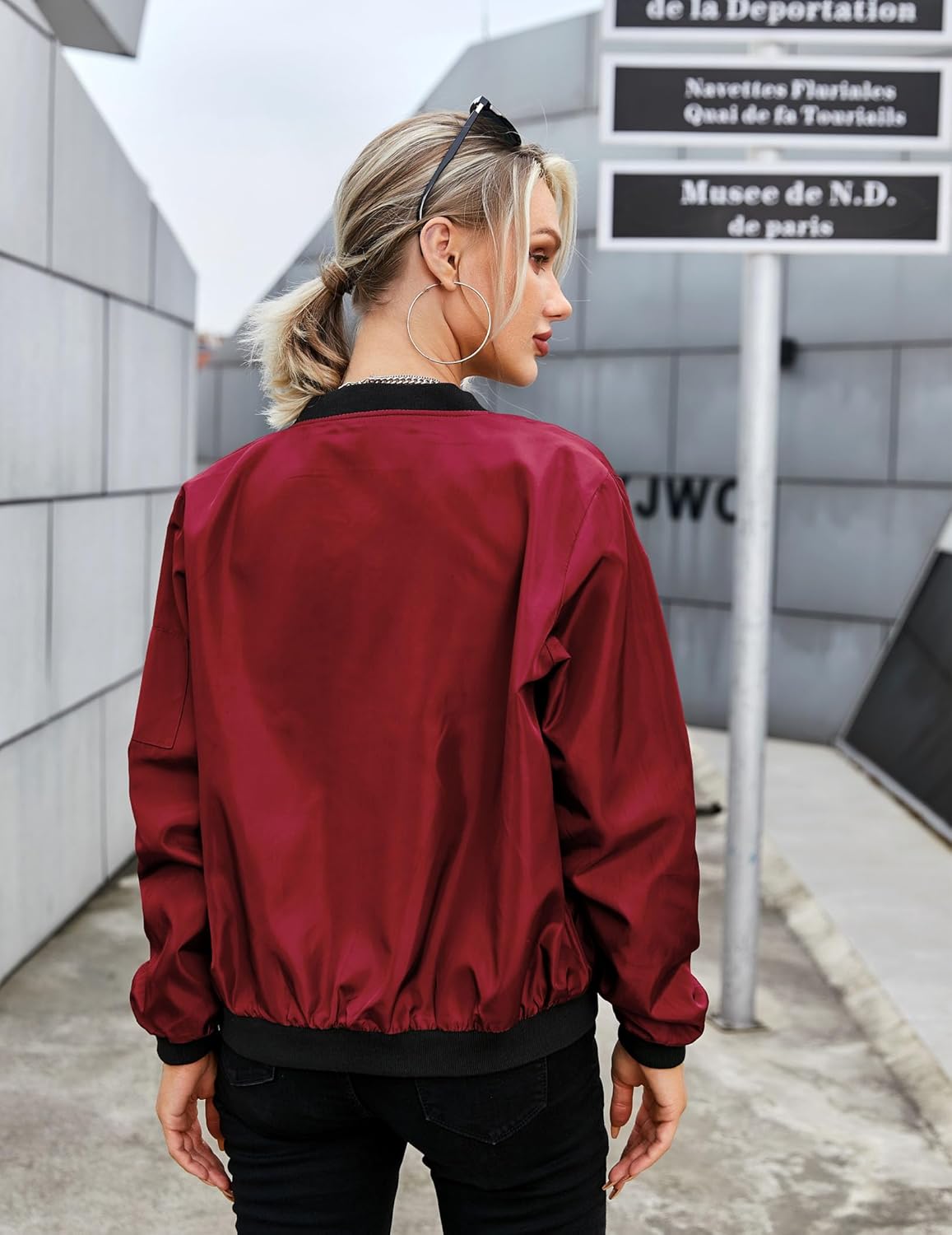 Cazadora bomber corta mujer acabado satinado - Vianne