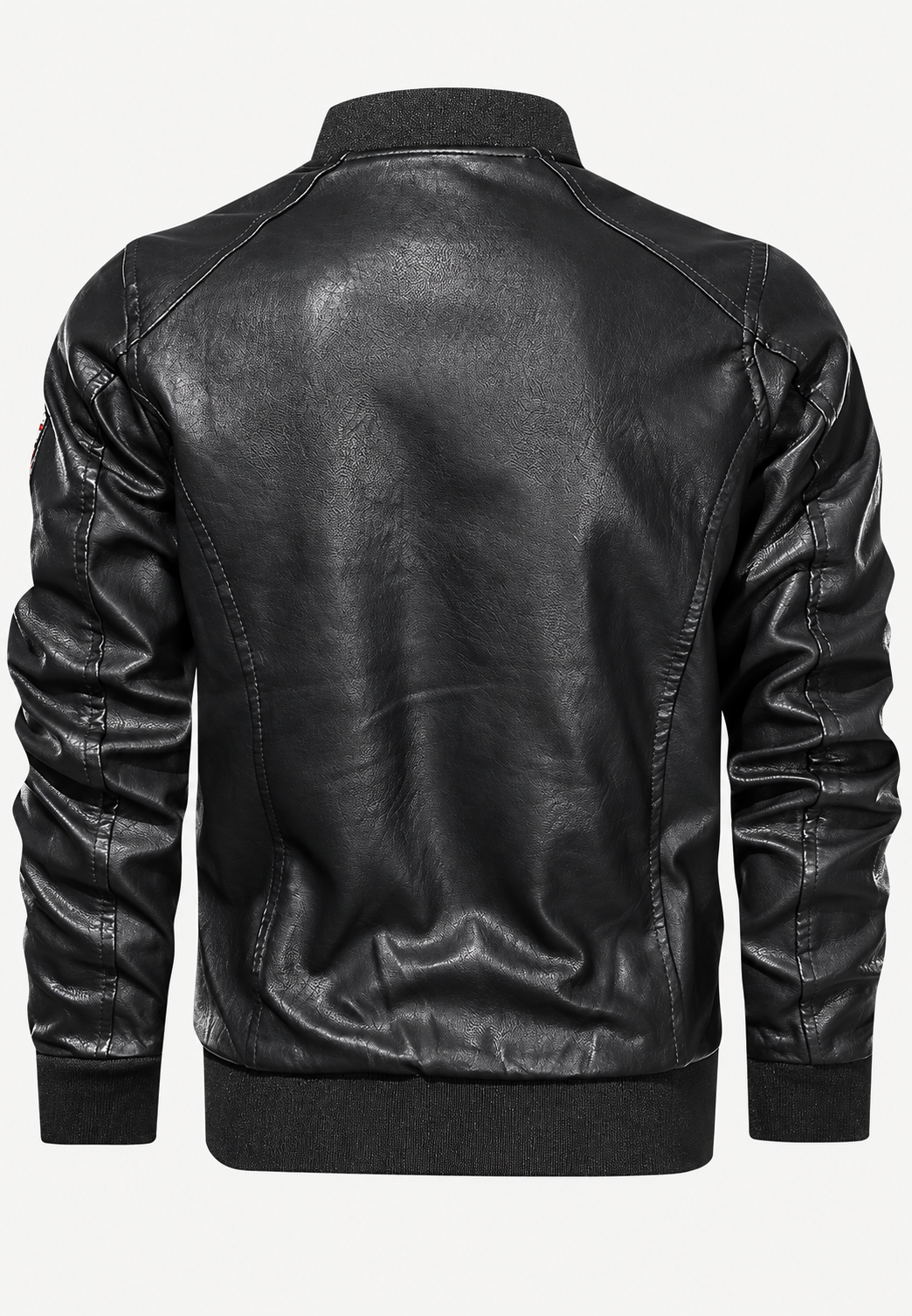 Cazadora bomber hombre efecto piel cuello mao parches bordados - Darian