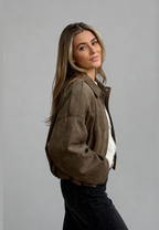 Cazadora bomber mujer efecto ante cuello camisero - Ottilie