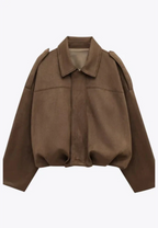 Cazadora bomber mujer efecto ante cuello camisero - Ottilie
