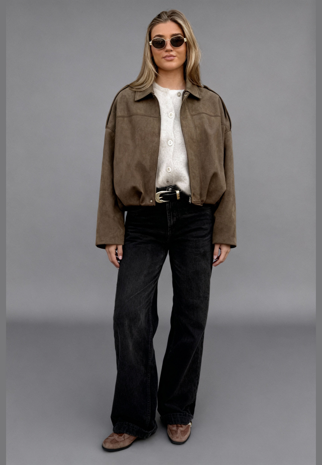 Cazadora bomber mujer efecto ante cuello camisero - Ottilie
