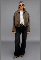 Cazadora bomber mujer efecto ante cuello camisero - Ottilie