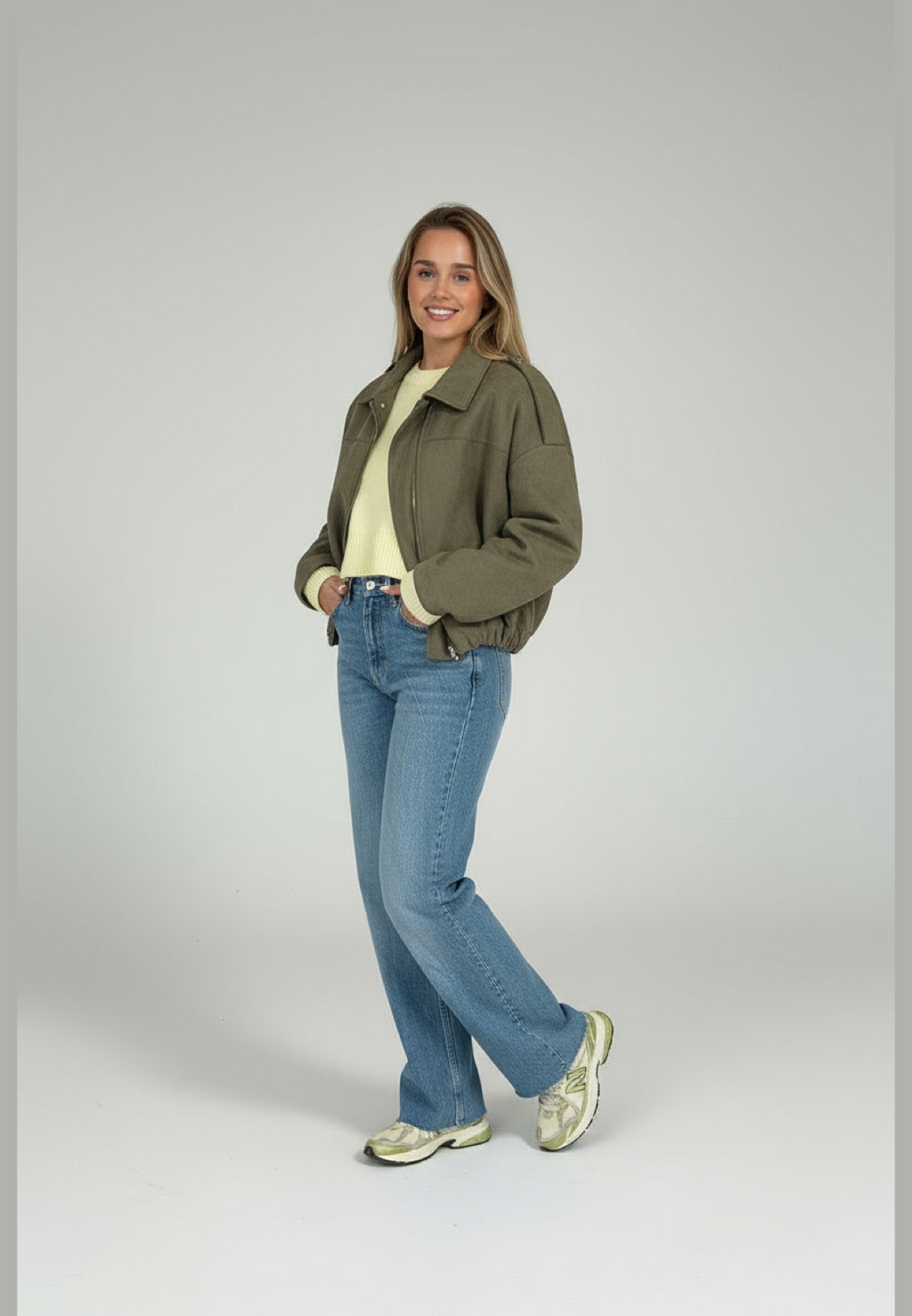 Cazadora bomber mujer efecto ante cuello camisero - Ottilie