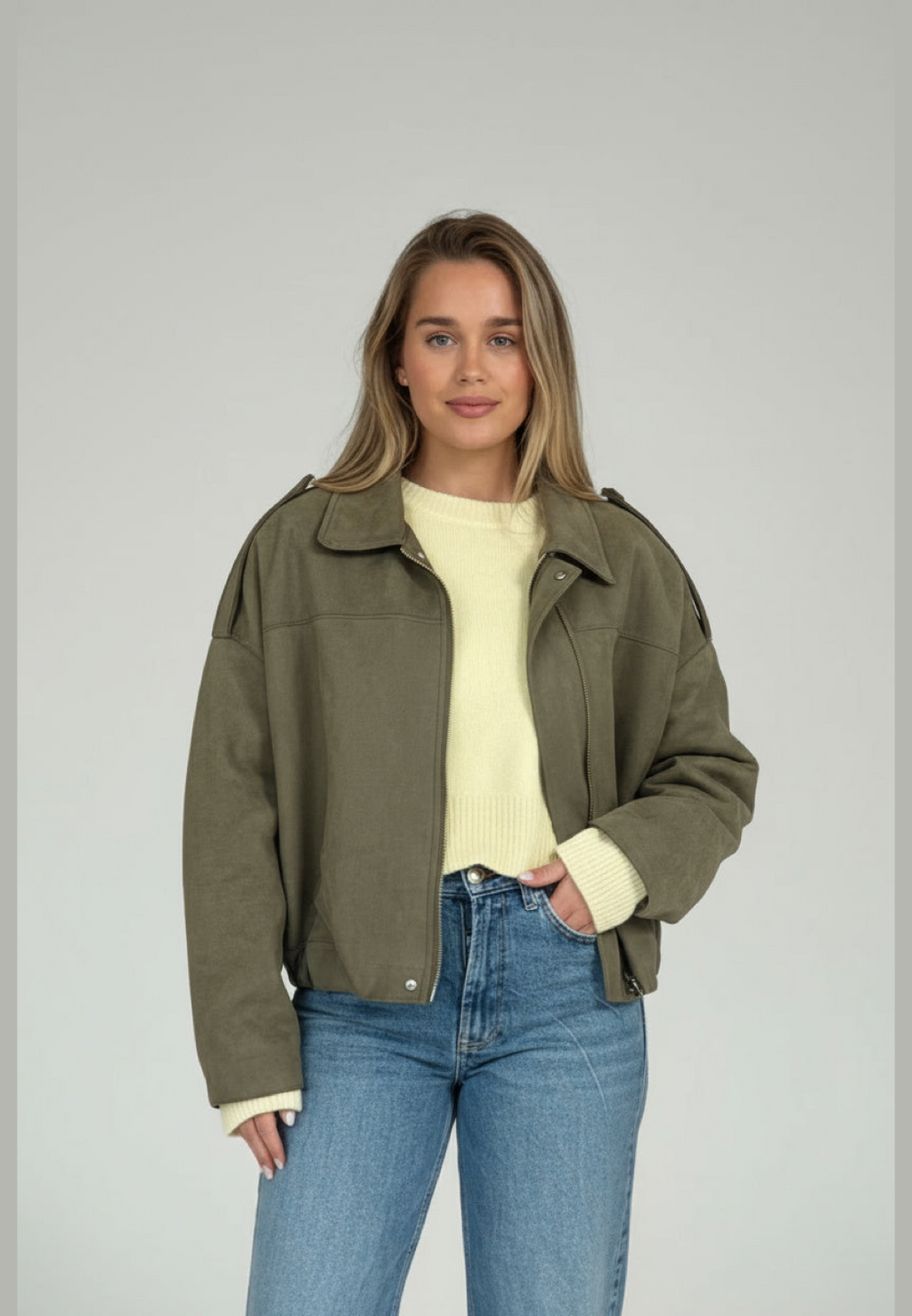 Cazadora bomber mujer efecto ante cuello camisero - Ottilie