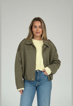 Cazadora bomber mujer efecto ante cuello camisero - Ottilie