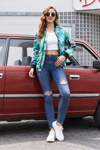 Cazadora bomber mujer estampado floral cremallera - Felicia